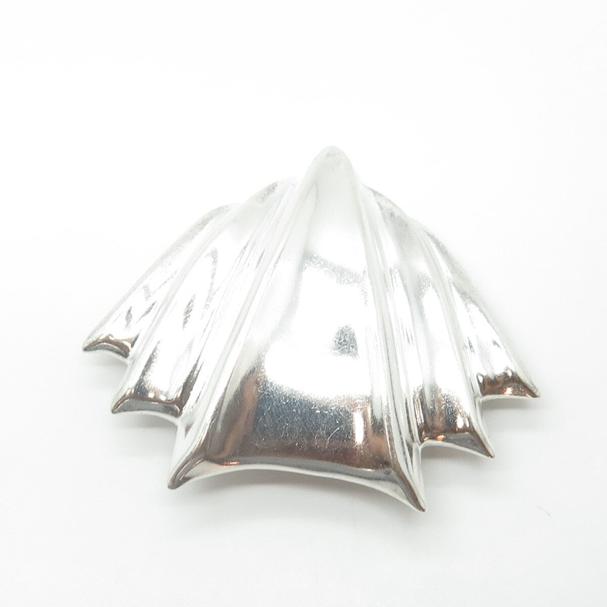 925 Sterling Silver Vintage Ribbed Pin Brooch
