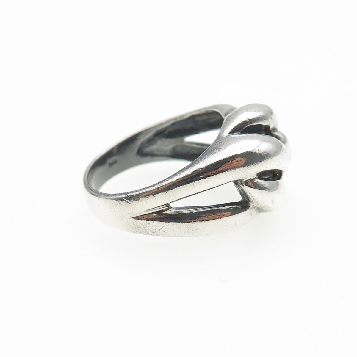 925 Sterling Silver Vintage Modernist Interlocked Oxidized Ring Size 9