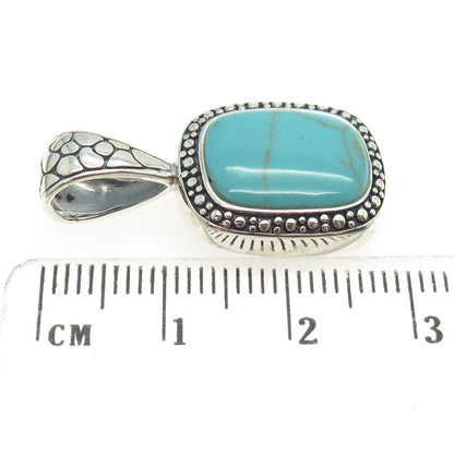 925 Sterling Silver Vintage Real Turquoise Kali Granulated Pendant
