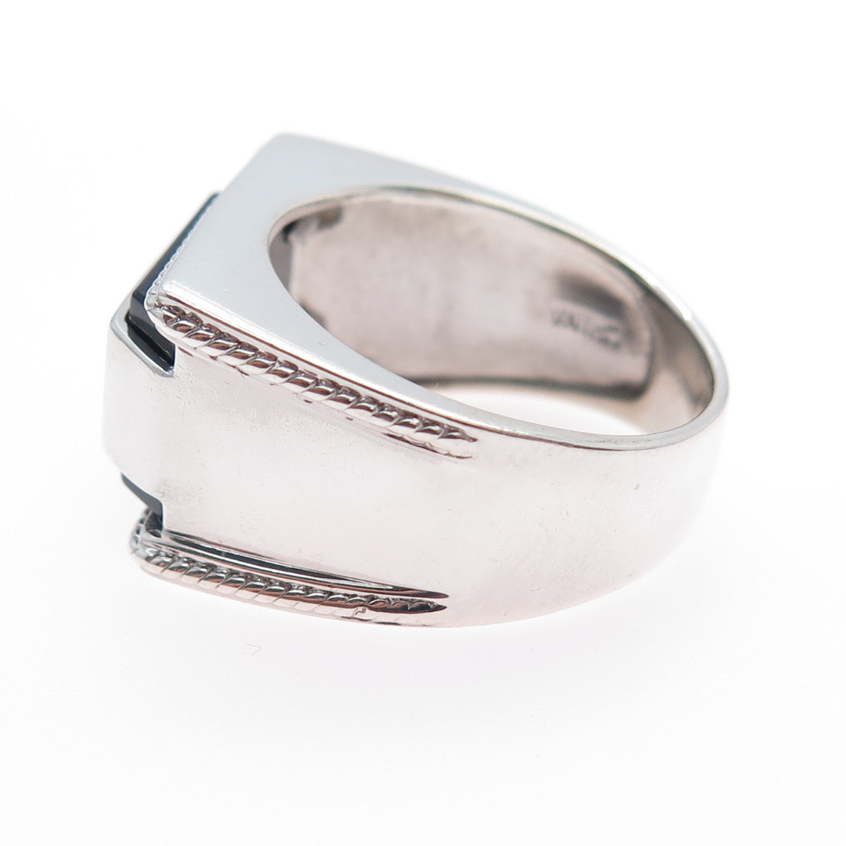 925 Sterling Silver Real Black Onyx Dad Ring Size 10.25