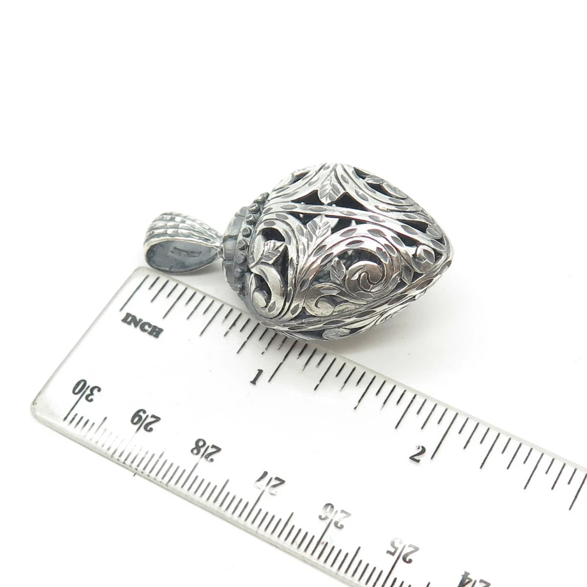 925 Sterling Silver Vintage Ornate 3D Pendant