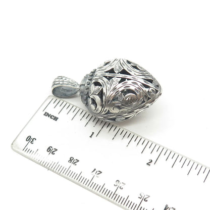 925 Sterling Silver Vintage Ornate 3D Pendant