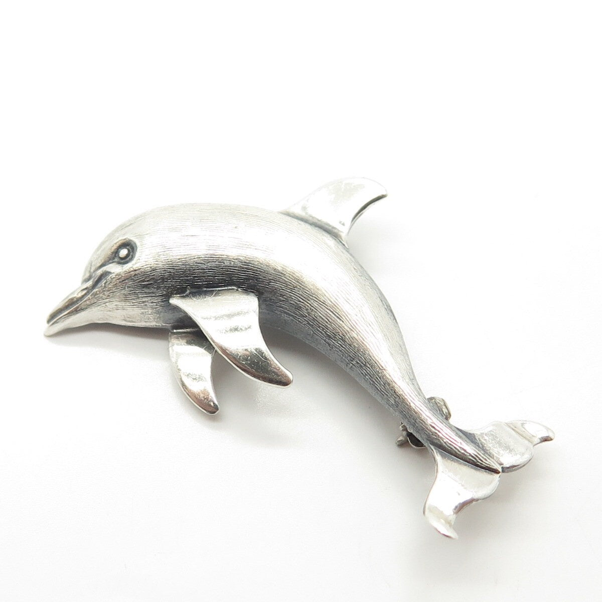 925 Sterling Silver Vintage Beau Friendly Dolphin Pin Brooch