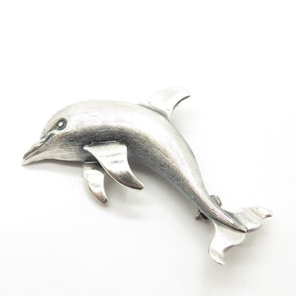 925 Sterling Silver Vintage Beau Friendly Dolphin Pin Brooch