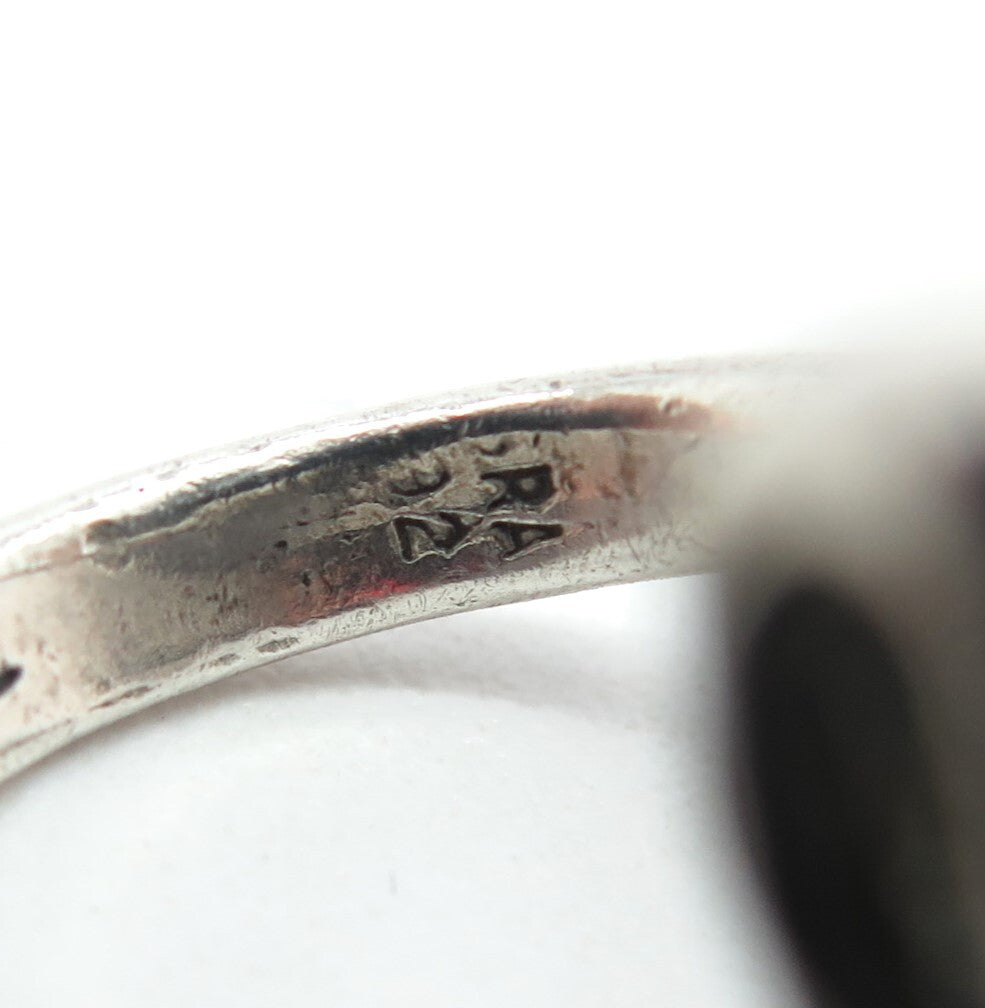 925 Sterling Silver Vintage Modernist Swirl Oxidized Ring Size 4.75