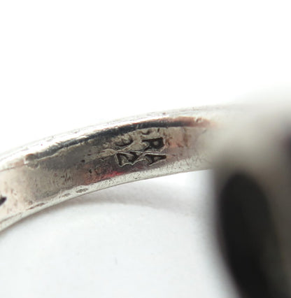 925 Sterling Silver Vintage Modernist Swirl Oxidized Ring Size 4.75