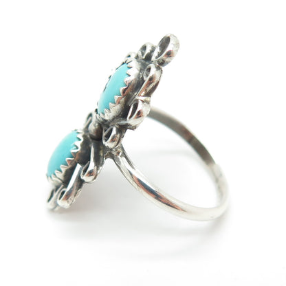 Old Pawn 925 Sterling Silver Vintage Southwestern Turquoise Tribal Ring Size 6.5