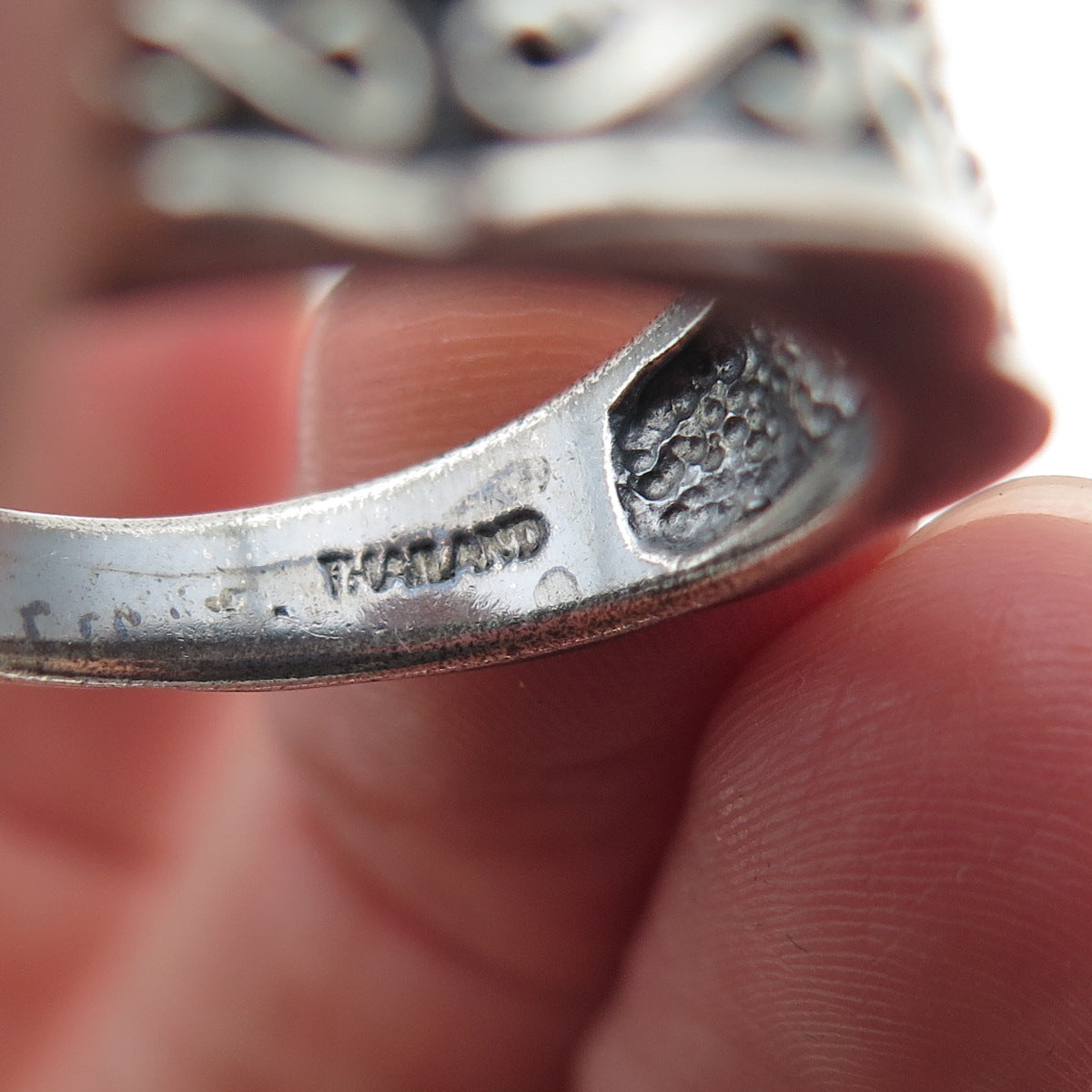 CHAPAL ZENRAY 925 Sterling Silver Vintage Modernist Swirl Oxidized Ring Size 9