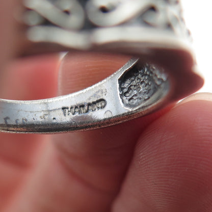 CHAPAL ZENRAY 925 Sterling Silver Vintage Modernist Swirl Oxidized Ring Size 9