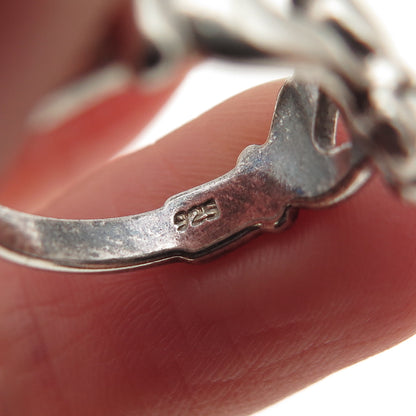 PSCL Peter Stone 925 Sterling Silver Vintage Irish Claddagh Oxidized Ring Size 4