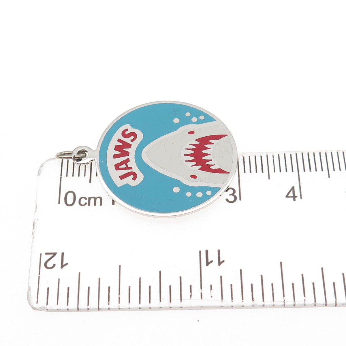 925 Sterling Silver Vintage Enamel Jaws Shark Charm Pendant