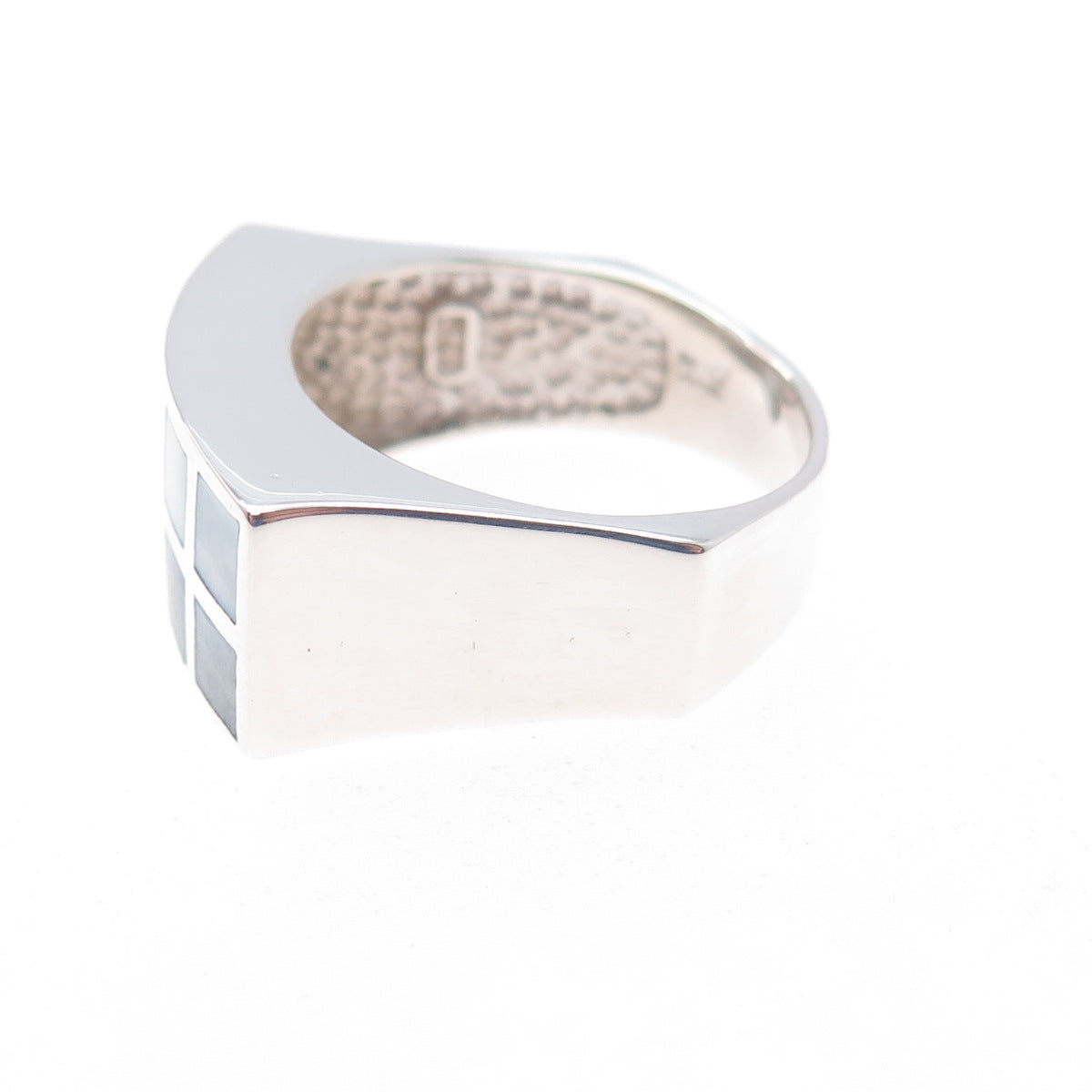 ANNIKA WITT 925 Sterling Silver Vintage Real MOP Modernist Ring Size 9