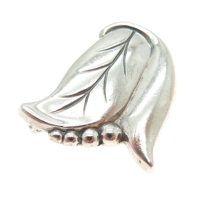 925 Sterling Silver Antique Art Deco Floral Leaf Pin Brooch