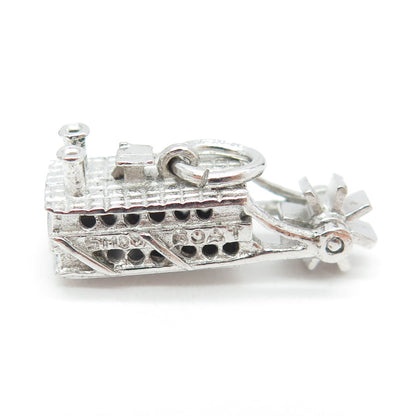 925 Sterling Silver Vintage River Paddle Show Boat Charm Pendant