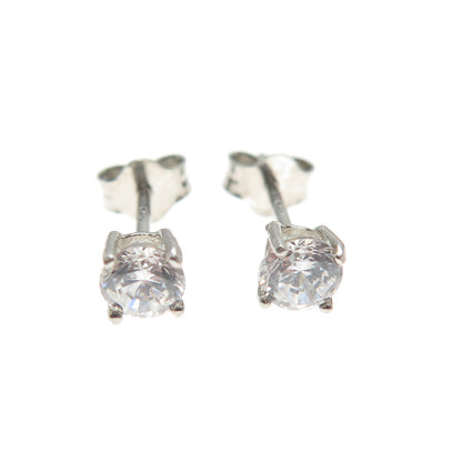 HAN 925 Sterling Silver Round-Cut C Z Stud Earrings