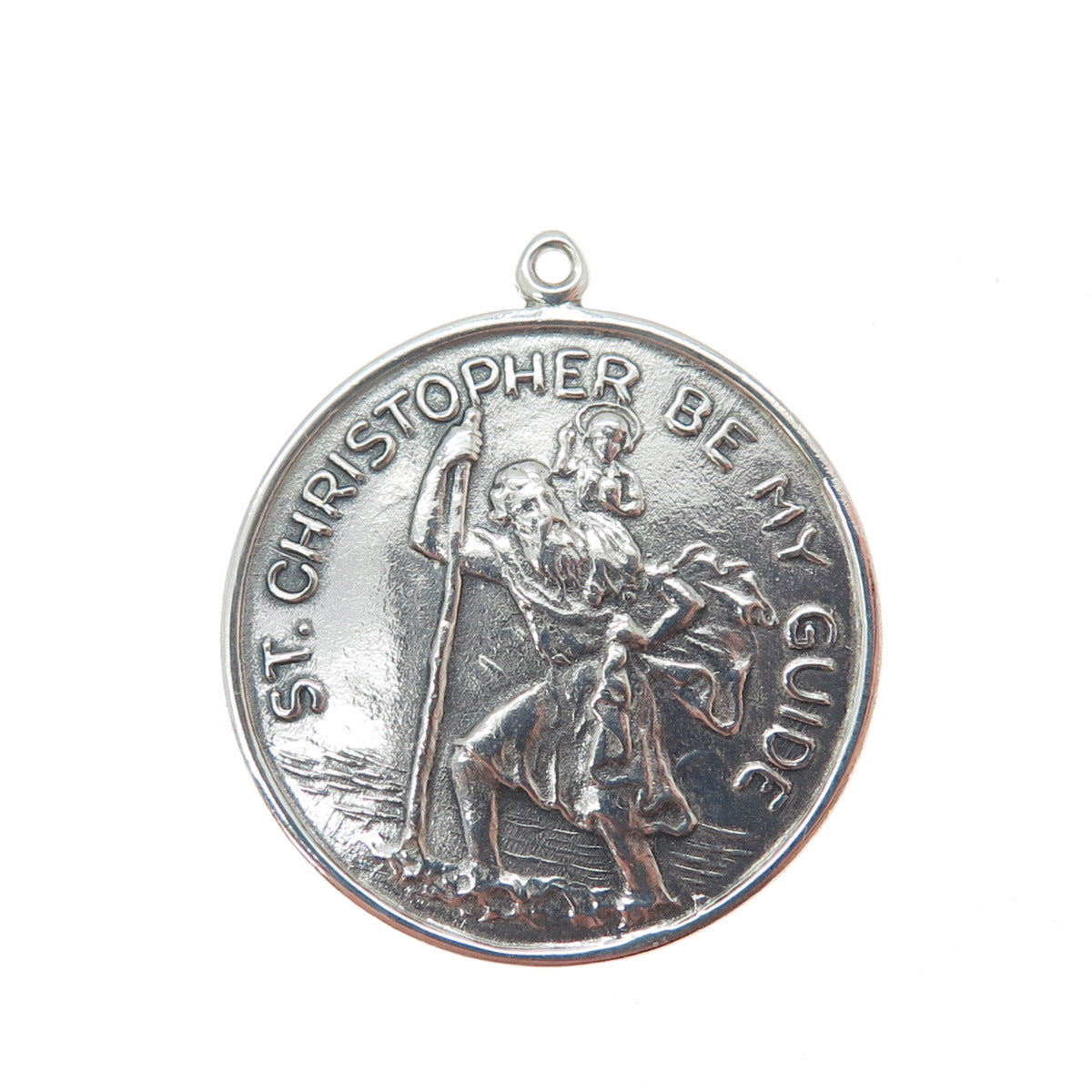 CHARM CRAFT CORP. 925 Sterling Silver Antique Art Deco St. Christopher Pendant