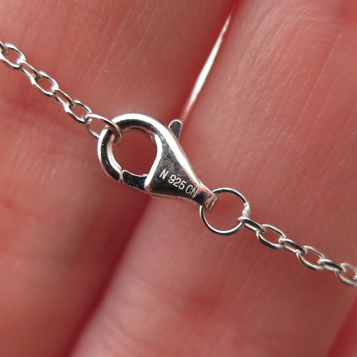 925 Sterling Silver Round-Cut C Z V-Shape Tassel Cable Chain Necklace 24"