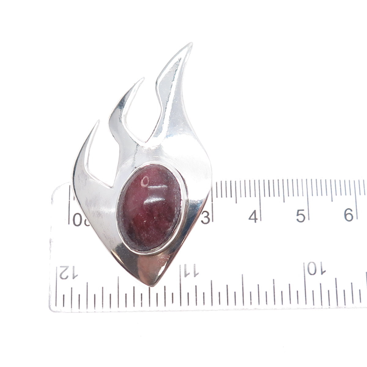 Bernhard Hertz 925 Sterling Silver Vintage Real Rhodonite Modernist Pin Brooch