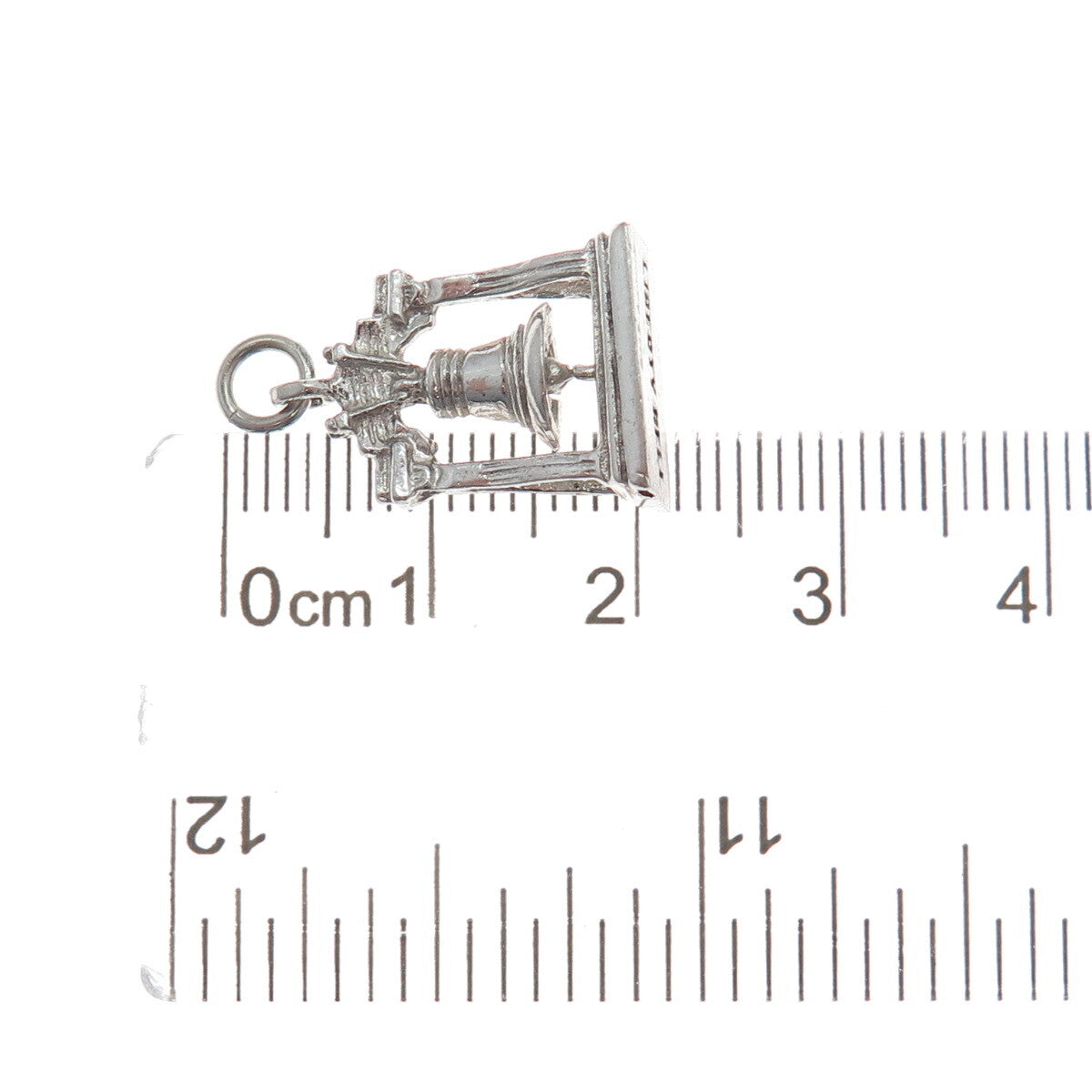 KINNEY Sterling Silver Antique Art Deco Liberty Bell Minimalist Charm Pendant