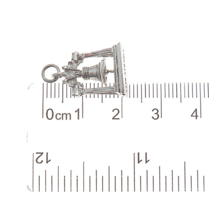 KINNEY Sterling Silver Antique Art Deco Liberty Bell Minimalist Charm Pendant
