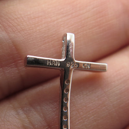 HAN 925 Sterling Silver Pave C Z Cross Slide Pendant