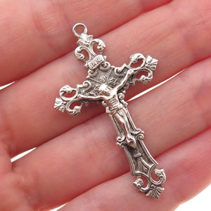 Chapel 925 Sterling Silver Antique Art Deco Crucifix Cross Charm Pendant