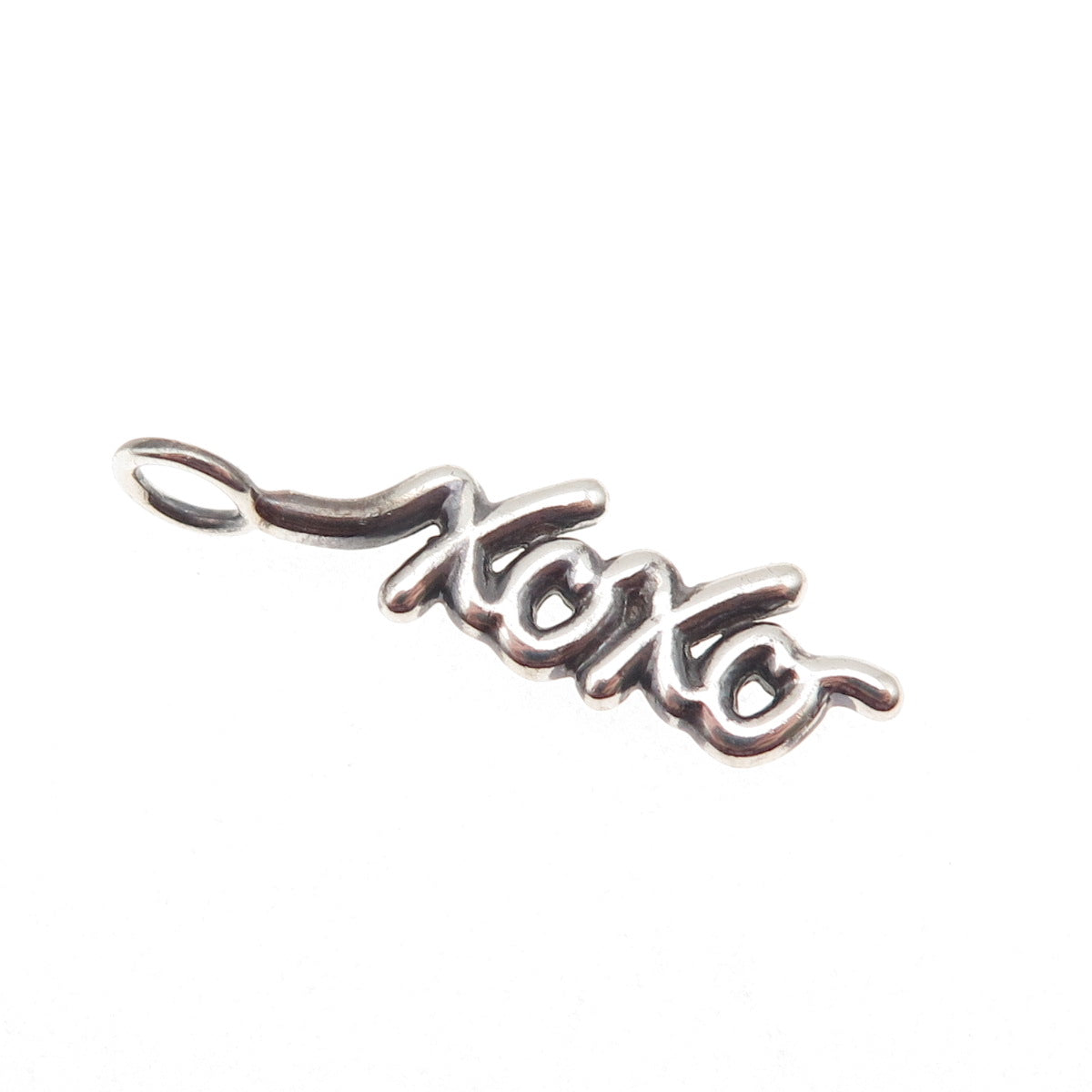 925 Sterling Silver Vintage XOXO Hugs & Kisses Oxidized Charm Pendant
