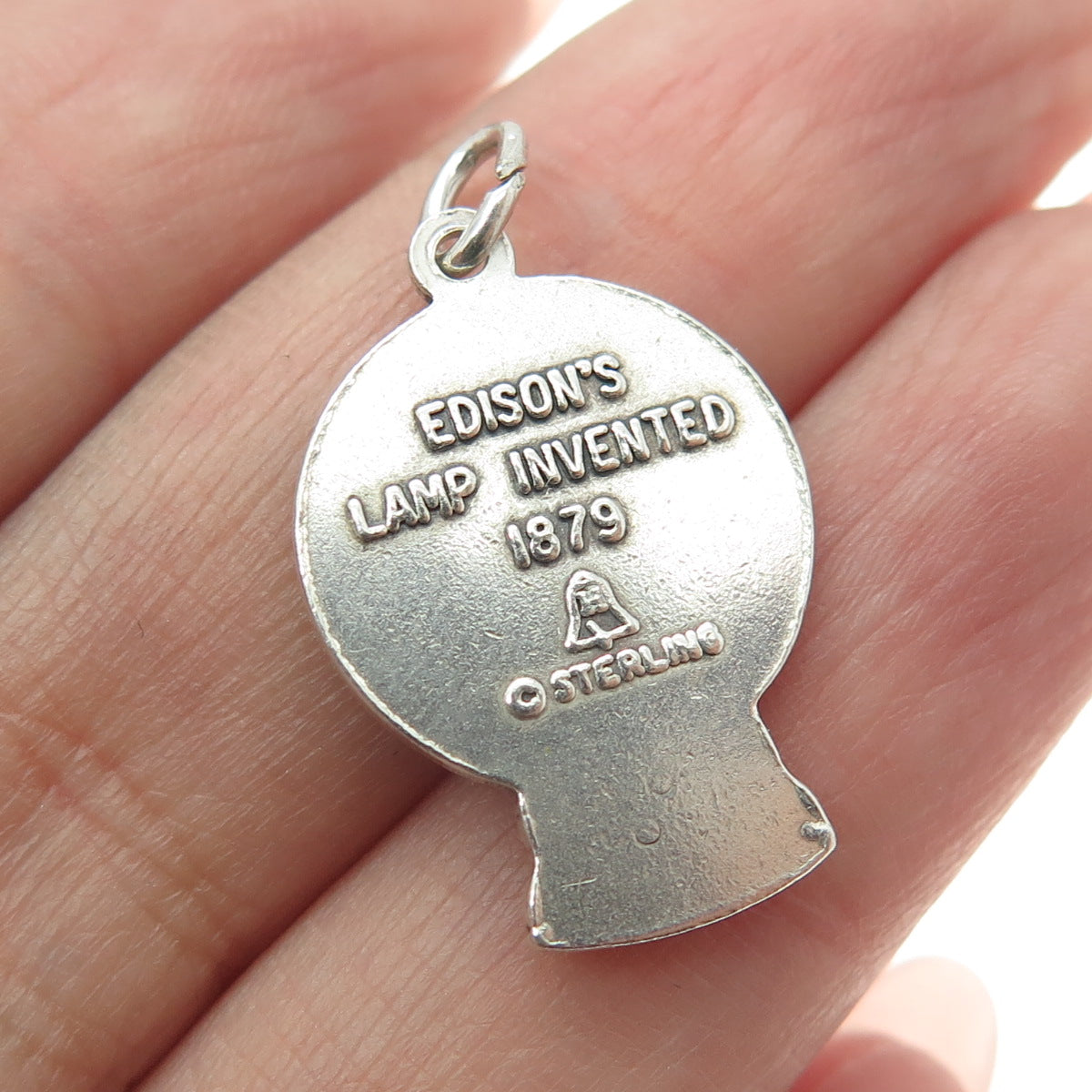 925 Sterling Silver Antique 1879 Edison's Lamp Invented Pendant