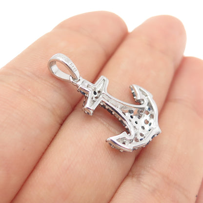 EFFY 925 Sterling Silver Real Multi-Color Sapphire Anchor Charm Pendant