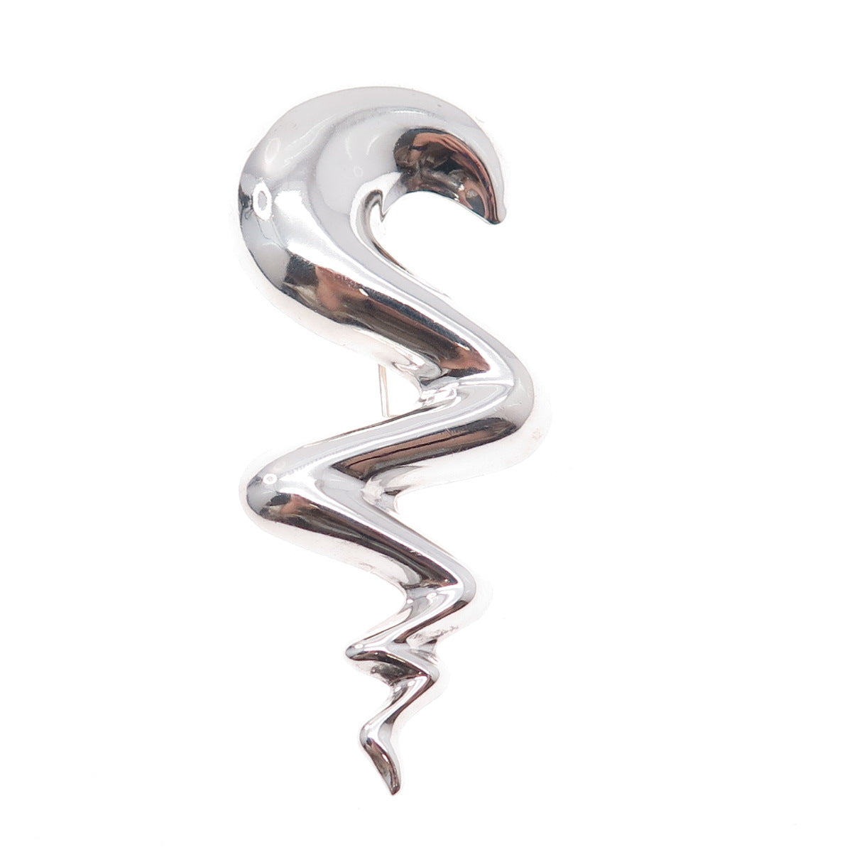 925 Sterling Silver Vintage Mexico Modernist Zig Zag Pin Brooch