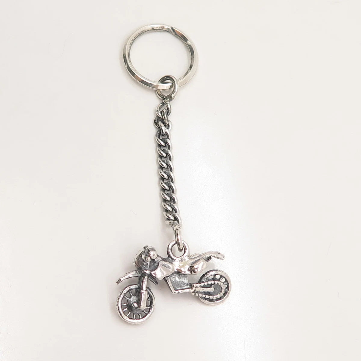 925 Sterling Silver Vintage Bike Cuban Chain Key Ring