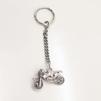 925 Sterling Silver Vintage Bike Cuban Chain Key Ring