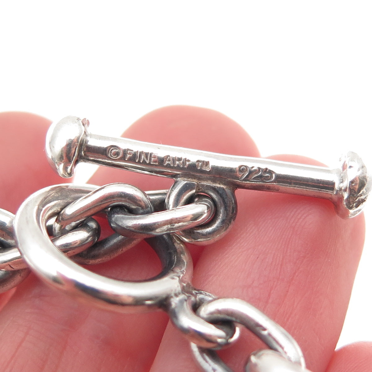 Fine Art 925 Sterling Silver Vintage Oxidized Cable Chain Necklace 16"