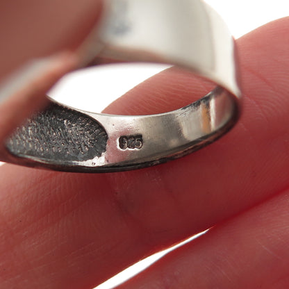 925 Sterling Silver Vintage Modernist Triangle Oxidized Ring Size 7.25