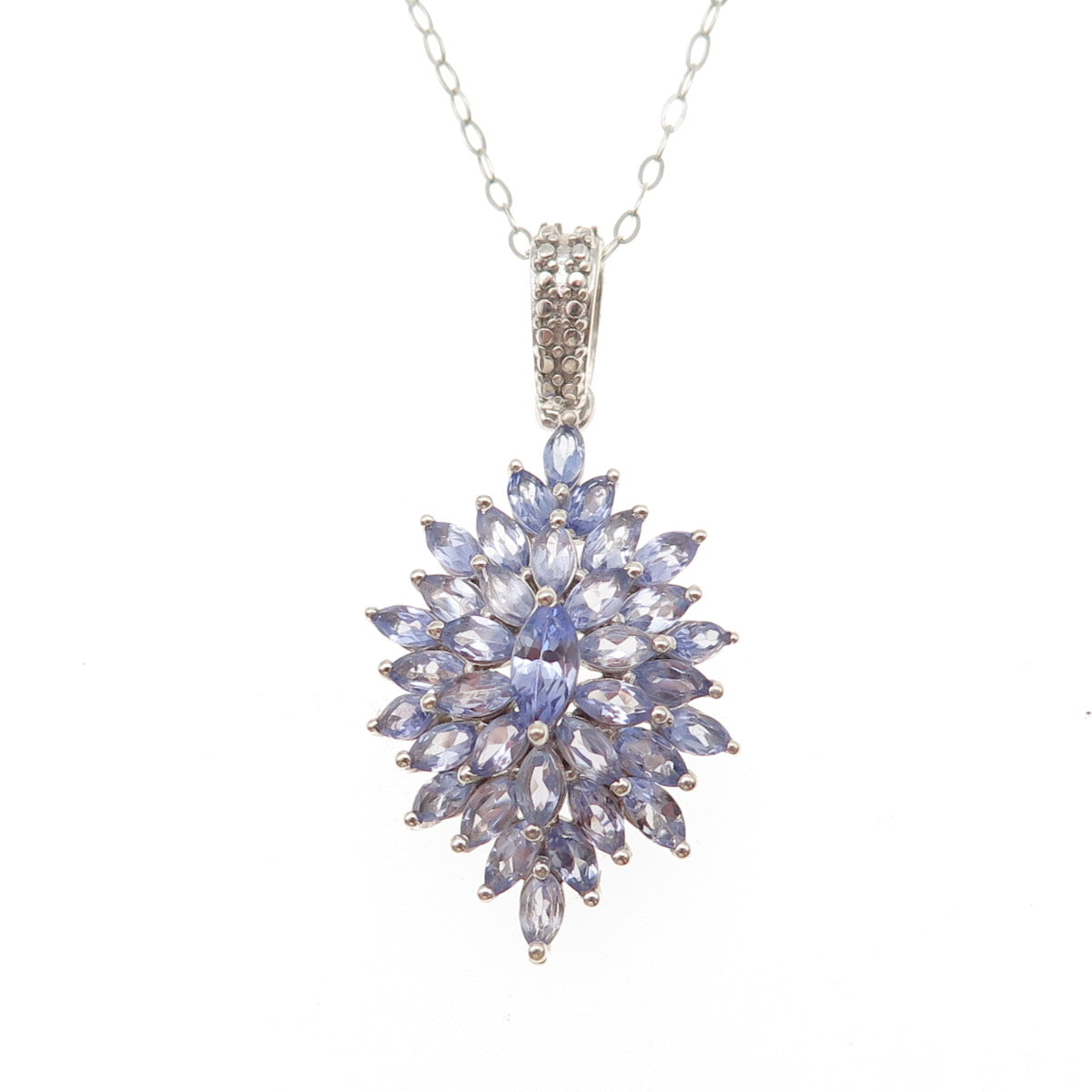 Chuck Clemency 925 Sterling Silver Real Tanzanite Cable Chain Necklace 20"