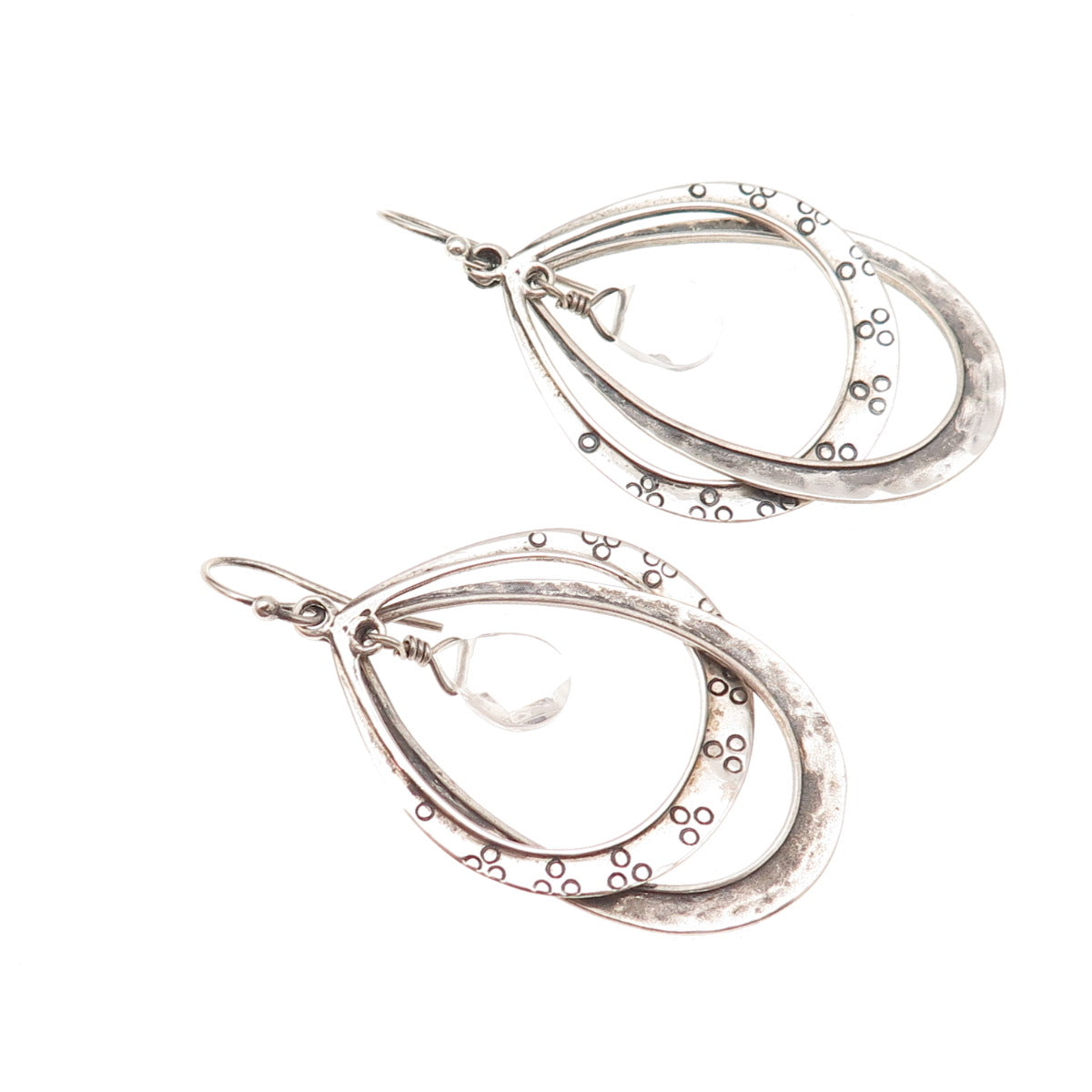 Silpada 925 Sterling Silver Vintage Hammered Teardrop Oxidized Dangle Earrings