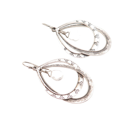 Silpada 925 Sterling Silver Vintage Hammered Teardrop Oxidized Dangle Earrings