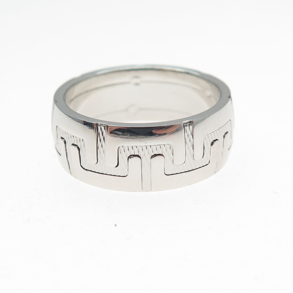 NEOS 925 Sterling Silver Textured Maze Band Ring Size 8.75