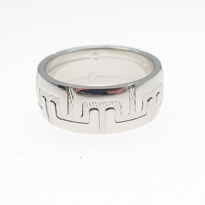 NEOS 925 Sterling Silver Textured Maze Band Ring Size 8.75