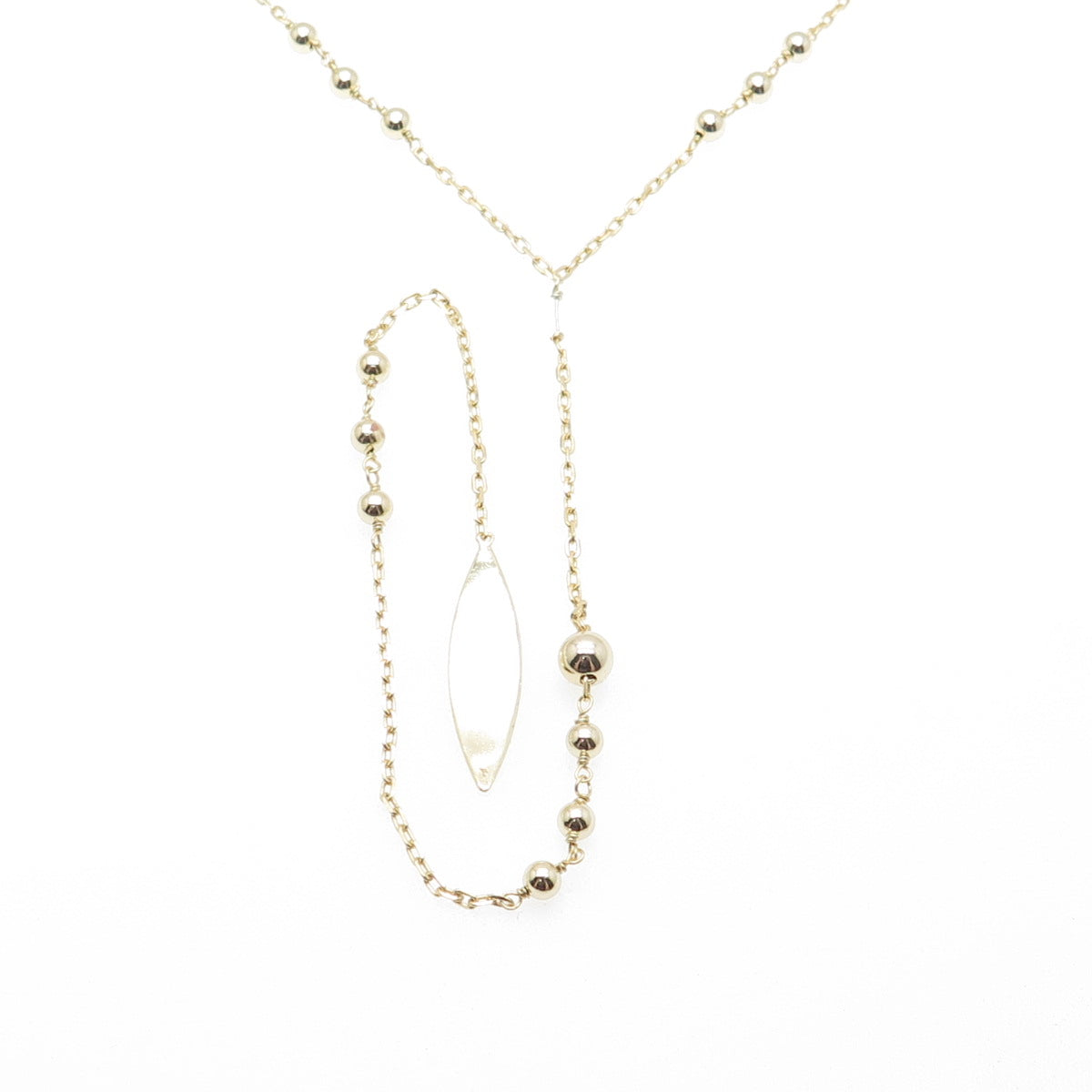 925 Sterling Silver Gold Plated Petal Beaded Belly Chain Necklace 20-22"