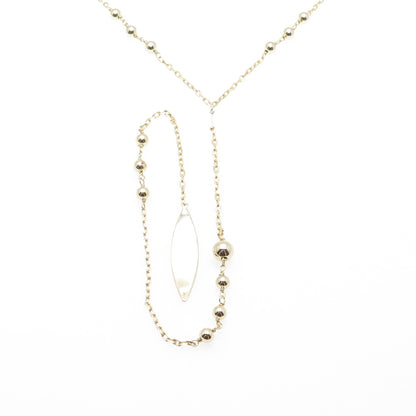 925 Sterling Silver Gold Plated Petal Beaded Belly Chain Necklace 20-22"