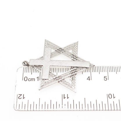 925 Sterling Silver Vintage Cross Star of David Judaica Charm Pendant