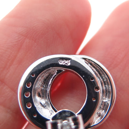 925 Sterling Silver Round-Cut C Z Eternity Earrings