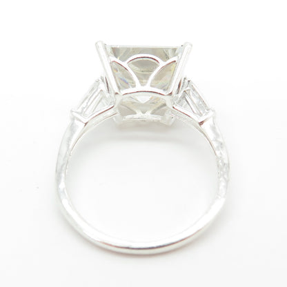 925 Sterling Silver Princess-Cut C Z Engagement Ring Size 11.25