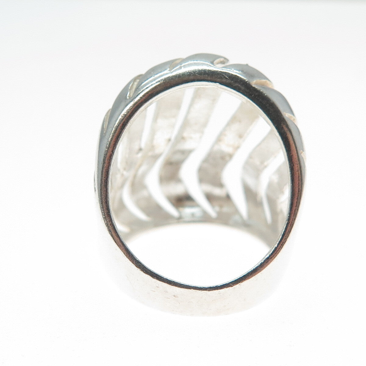 925 Sterling Silver Vintage Modernist Wavy Ring Size 6.25