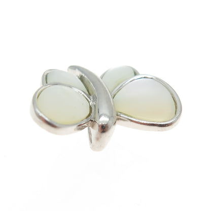 925 Sterling Silver Real Mother-of-Pearl Modernist Butterfly Pendant