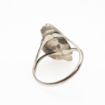Old Pawn Sterling Silver Vintage Southwestern MOP Feather Tribal Ring Size 4.25