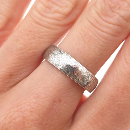 Merica 925 Sterling Silver Vintage Textured Oxidized Band Ring Size 7.25