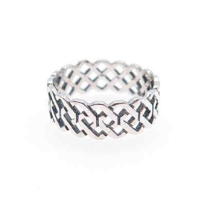 925 Sterling Silver Vintage Celtic Knot Band Ring Size 5