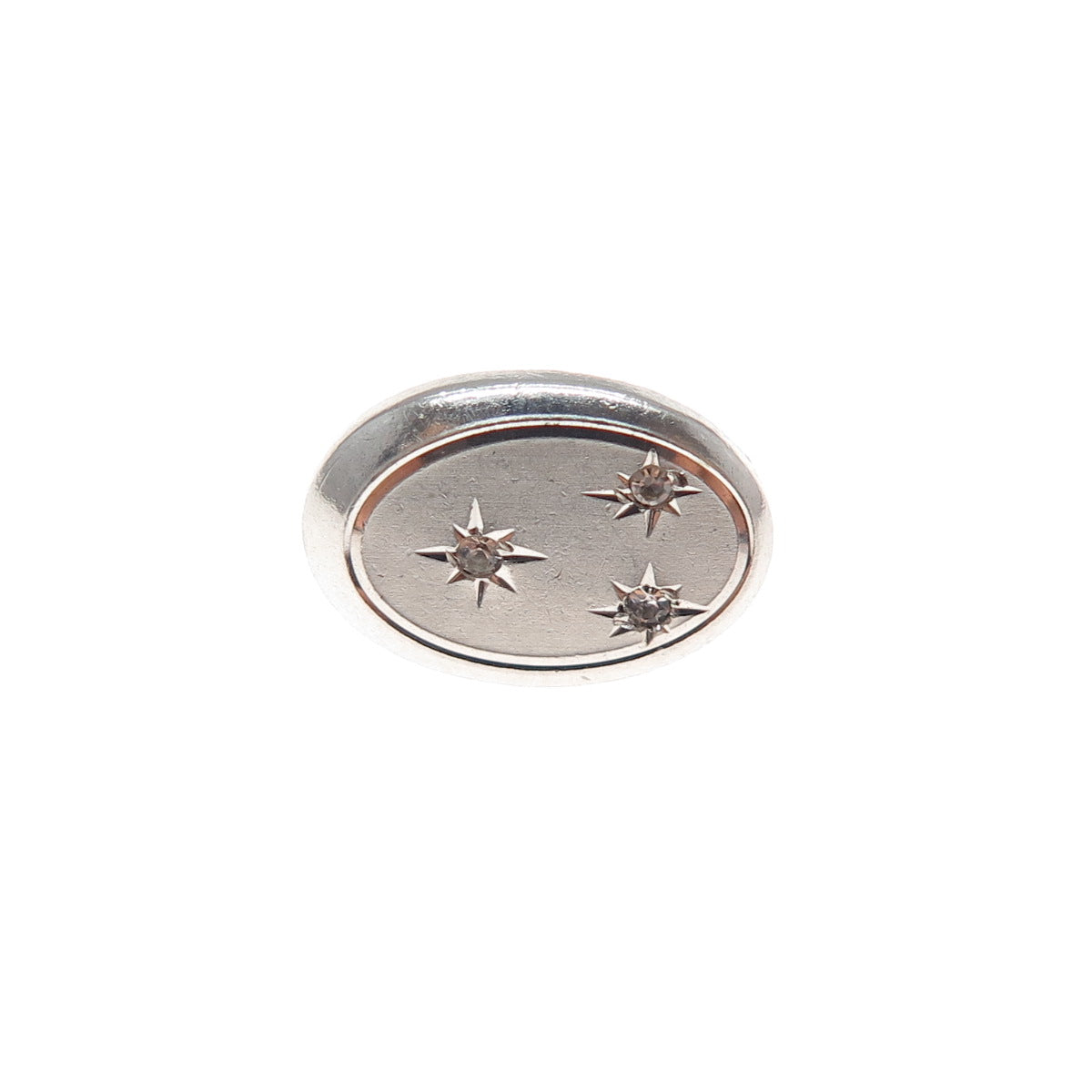 925 Sterling Silver Vintage Rhinestone Tie Tack / Lapel Pin